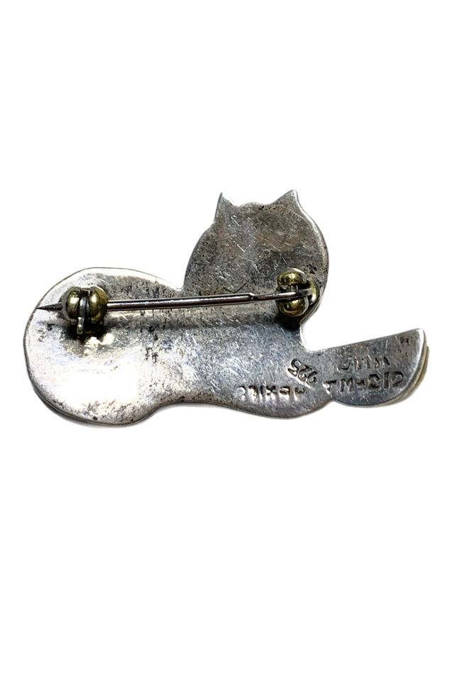 Vintage Sterling + Brass Kitty Cat Brooch Selected by Lux Revival #3