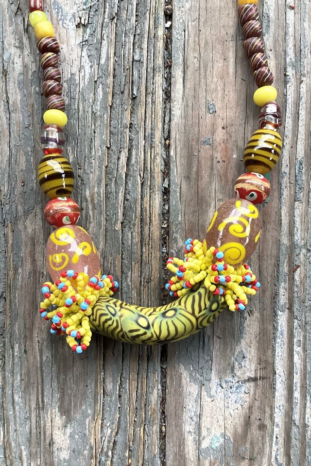 Vintage 1980s Italian Glass and Beaded Necklace Selected by Cherry #1
