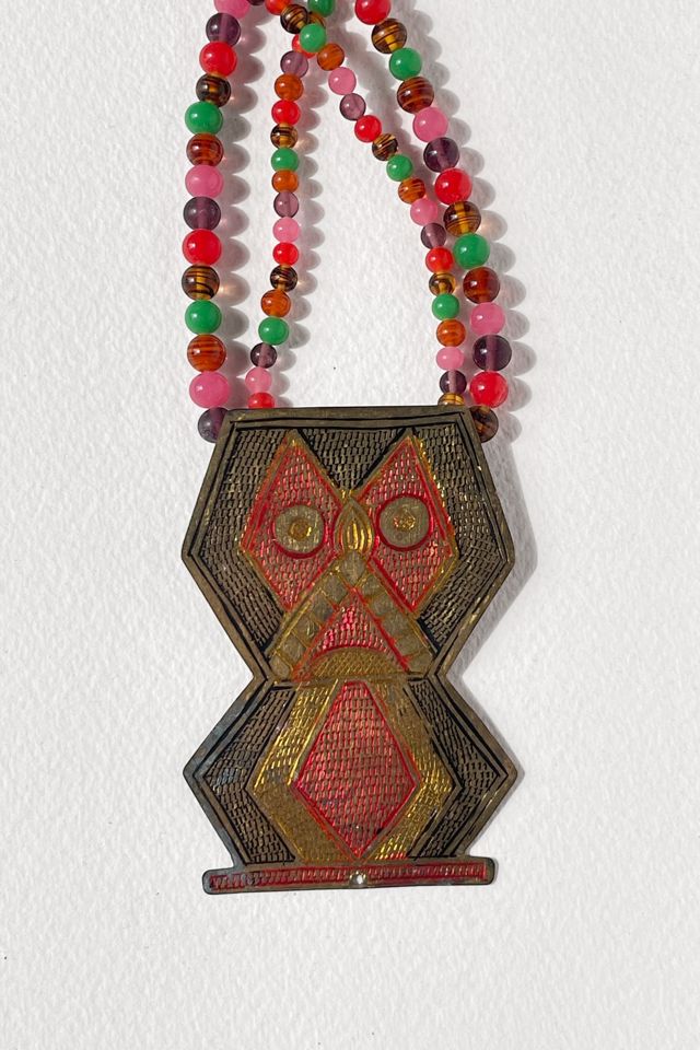 Vintage Etched Brass Artisan Statement Necklace Selected by MARMALADE #1