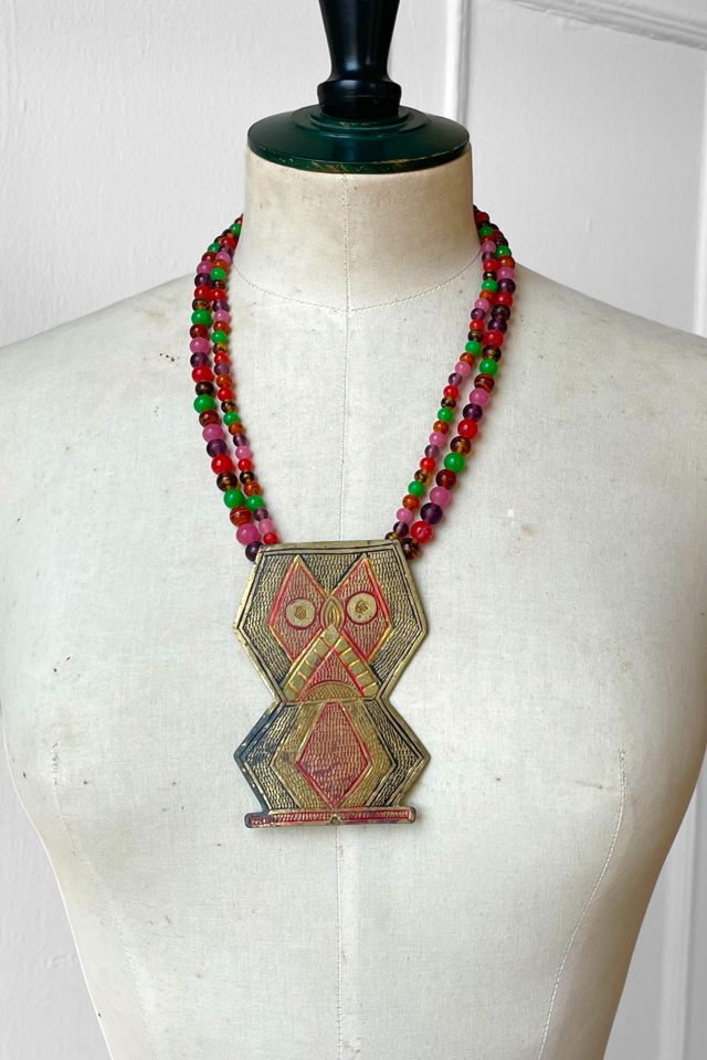 Vintage Etched Brass Artisan Statement Necklace Selected by MARMALADE #2
