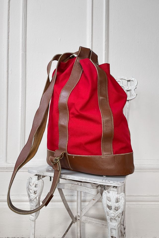 Vintage Leather and Canvas Saks Fifth Avenue Nautical One-Shoulder Bucket Bag Selected by MARMALADE #2
