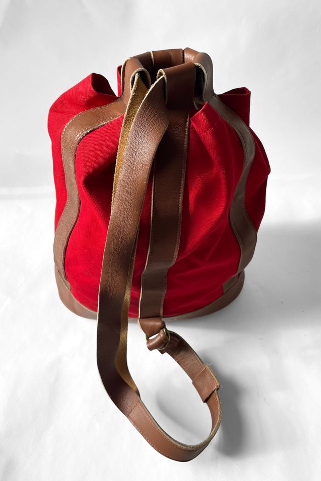 Vintage Leather and Canvas Saks Fifth Avenue Nautical One-Shoulder Bucket Bag Selected by MARMALADE #3
