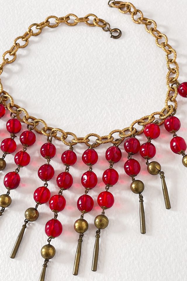 Vintage 1930s Glass Fringe Statement Bib Necklace Selected by MARMALADE #2