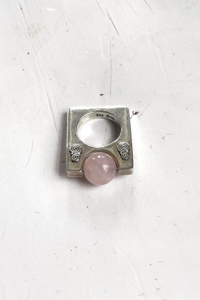 Vintage Modernist Sterling Rose Quarts Kinetic Sphere Ring Selected by MARMALADE #2