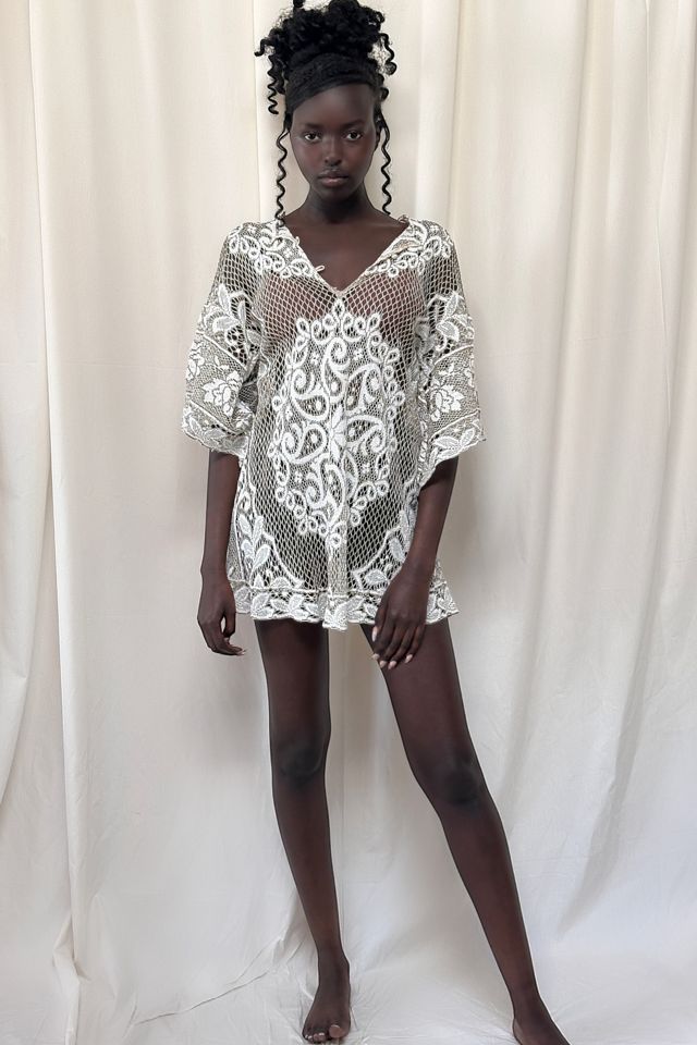 Vintage 1960's Lace Angel Wing Sleeve Mini Dress Selected By Afterlife Boutique #1