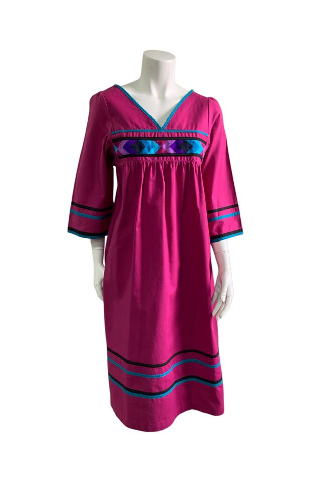 Vintage 1970s Cotton V-Neck Dress Selected by SharpLilTeeth #3