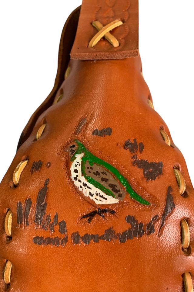 Vintage 1970s Hand Painted Leather Tooled Shoulder Bag Selected by SharpLilTeeth #2