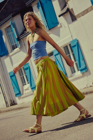 Lowen Striped Midi Skirt by free-est at Free People in Green, Size: M