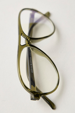 Sydney Aviator Blue Light Glasses by gabriel + simone at Free People in Olive