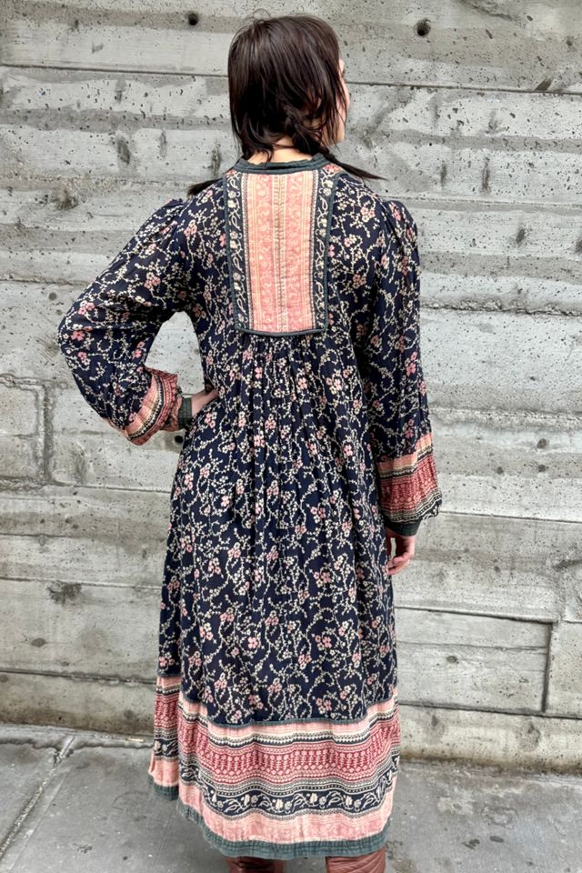 1970’s Tissue-thin Block Print Maxi Dress Selected by Nomad Vintage #2