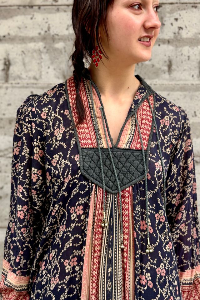 1970’s Tissue-thin Block Print Maxi Dress Selected by Nomad Vintage #3
