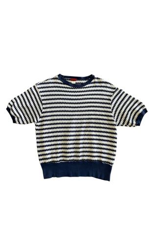 Vintage 1960s Short Sleeve Knitted Striped Shirt Selected By Vintage Warrior