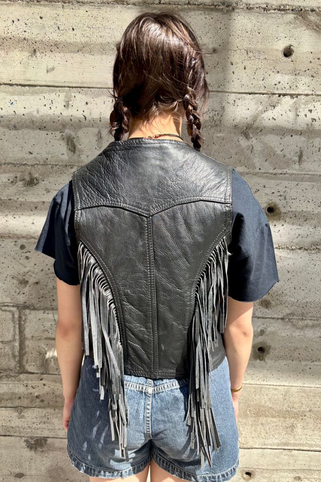 1970-80’s Biker Fringed Leather Vest Selected by Nomad Vintage #1