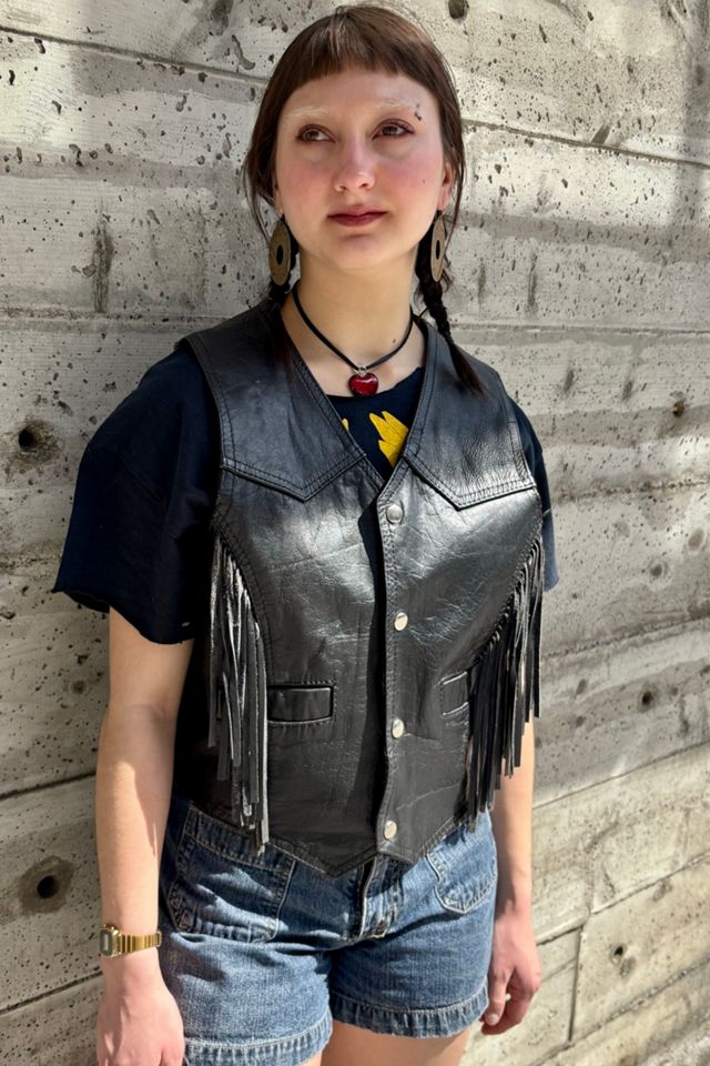 1970-80’s Biker Fringed Leather Vest Selected by Nomad Vintage #2