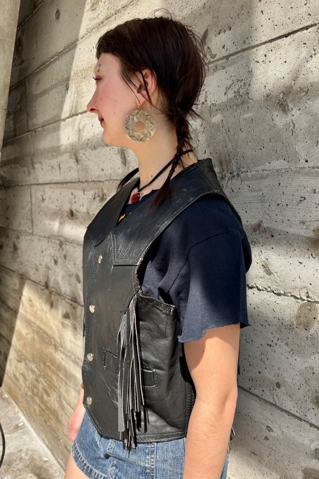 1970-80’s Biker Fringed Leather Vest Selected by Nomad Vintage #3