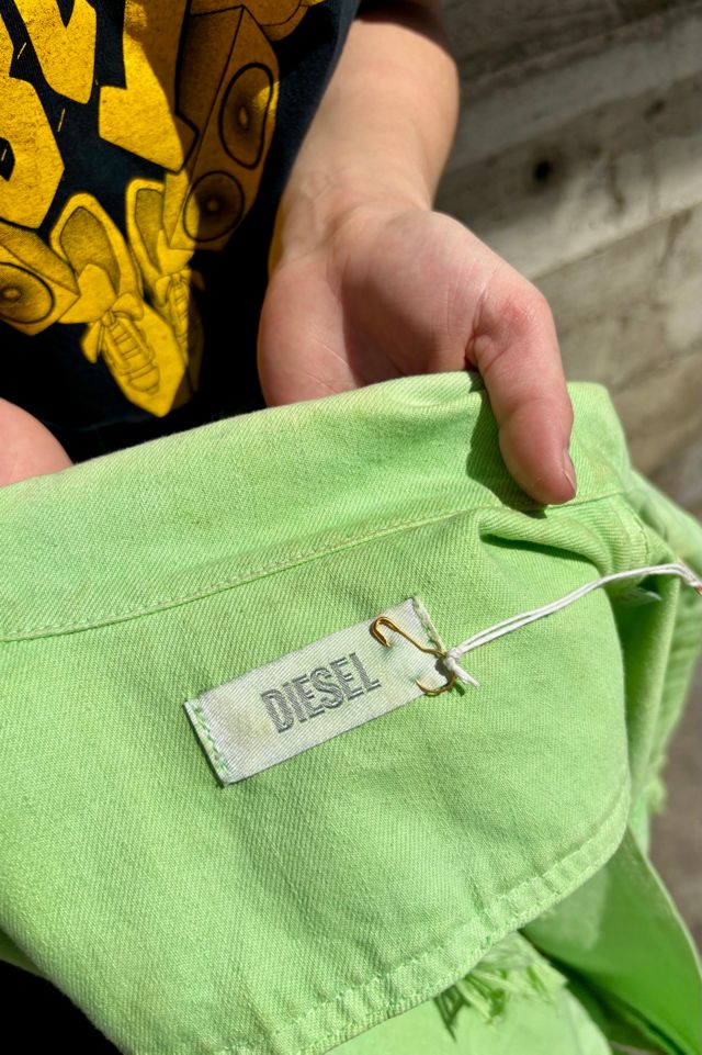 Lime Green Diesel Distressed Vest with Cutout Back Selected by Nomad Vintage #3