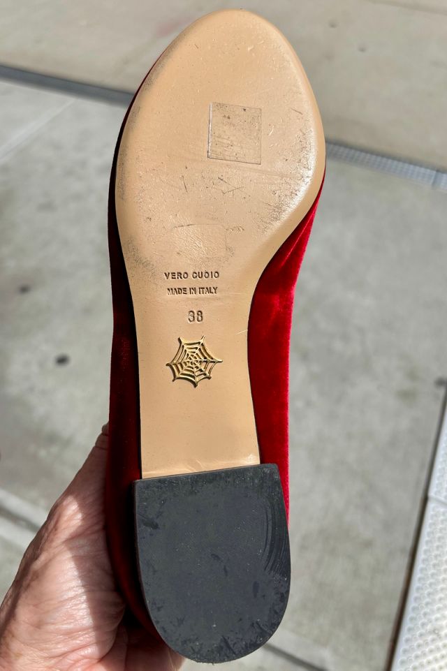 Charlotte Olivia Red Velvet Cat Ballerina Flats Selected by Nomad Vintage #3