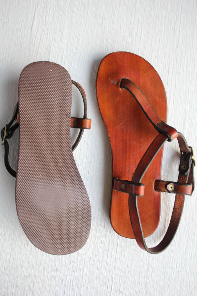 Vintage Handmade Brown Leather Ancient Greek Sandals Selected By Moons + Junes Vintage #3