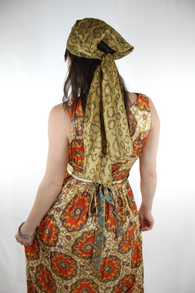 1960s Bohemian Printed Silky Wrap Maxi Dress Selected By Moons + Junes Vintage #2
