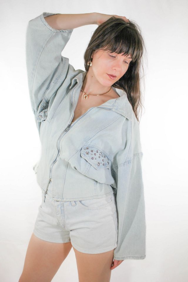 1980s Western Rhinestone Fitted Denim Jacket Selected By Moons + Junes Vintage #1