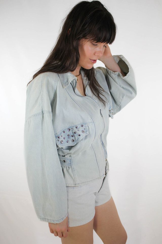 1980s Western Rhinestone Fitted Denim Jacket Selected By Moons + Junes Vintage #3