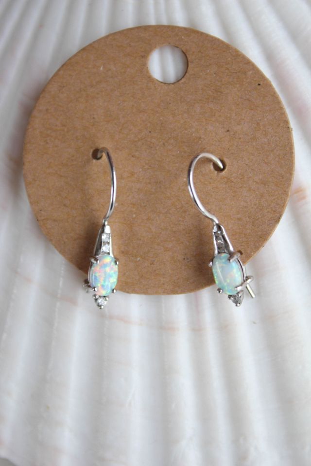 Vintage Opal Diamond Sterling Silver Dangle Earrings Selected By Moons + Junes Vintage #2