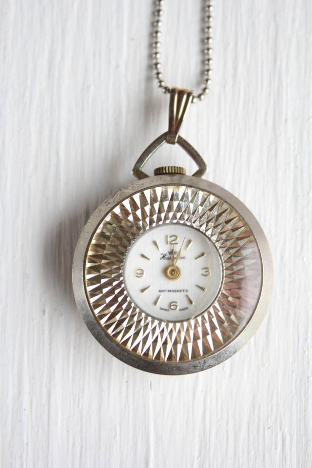 Vintage Watch Pendant Silver Chain Necklace Selected By Moons + Junes Vintage #1