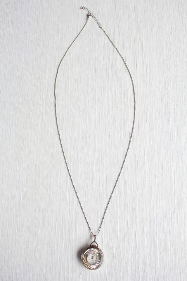 Vintage Watch Pendant Silver Chain Necklace Selected By Moons + Junes Vintage #2