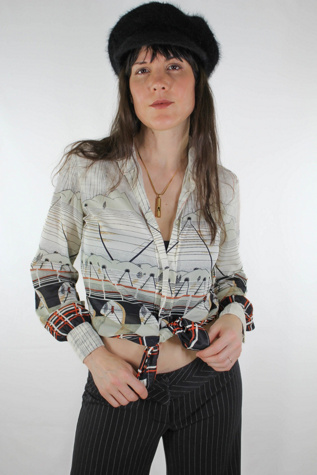 1960s Train Mountain Sheer Button Down Blouse Selected By Moons + Junes Vintage
