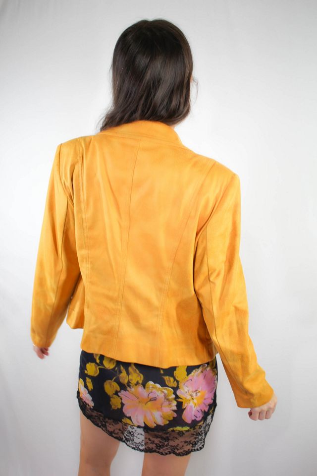 1990s Yellow Vegan Suede Cropped Zipper Jacket Selected By Moons + Junes Vintage #2