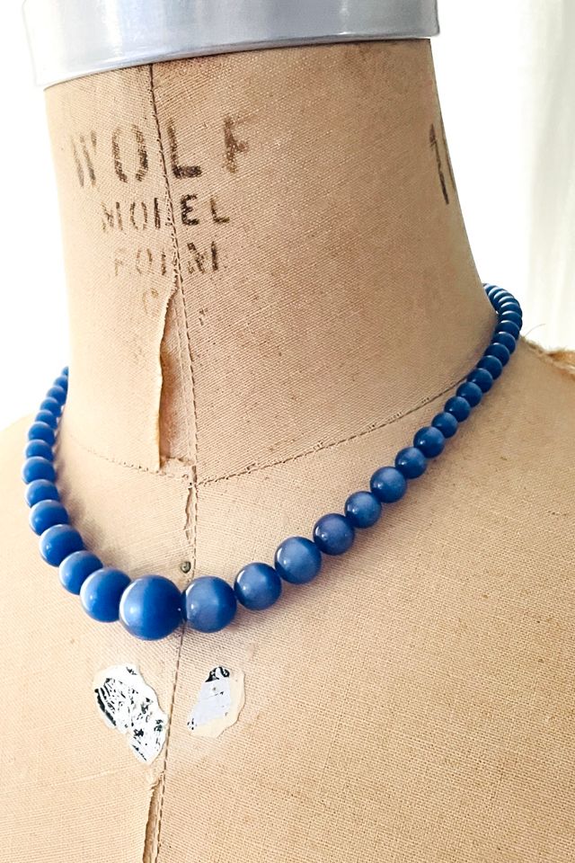 Vintage 1950's Blue Glow Choker Necklace Selected by FernMercantile #1