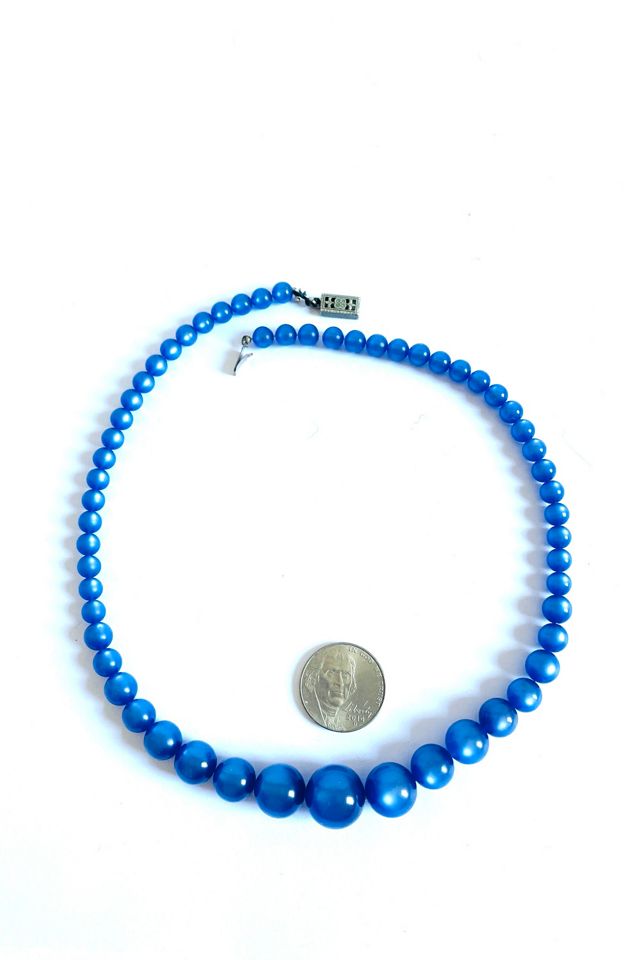 Vintage 1950's Blue Glow Choker Necklace Selected by FernMercantile #2