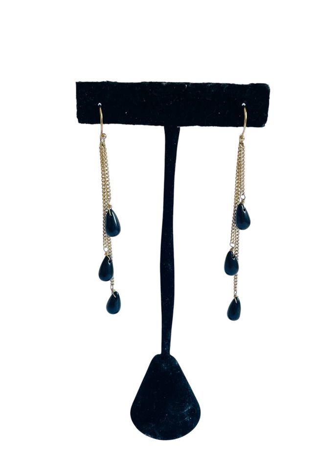 Vintage Black Teardrop Dangle Earrings Selected by FernMercantile #2