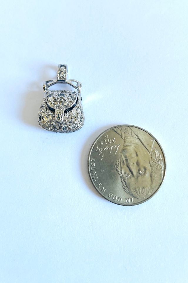Vintage Sterling Pave Filigree Purse Charm Selected by FernMercantile #3