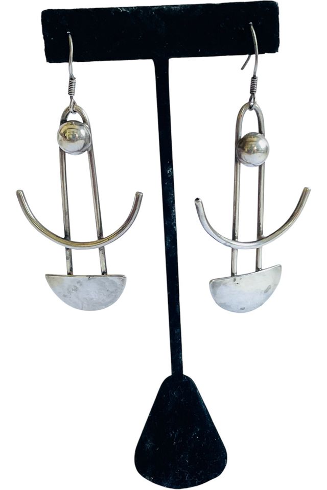 Vintage Sterling Mid Century Modern Abstract Earrings Selected by FernMercantile #1
