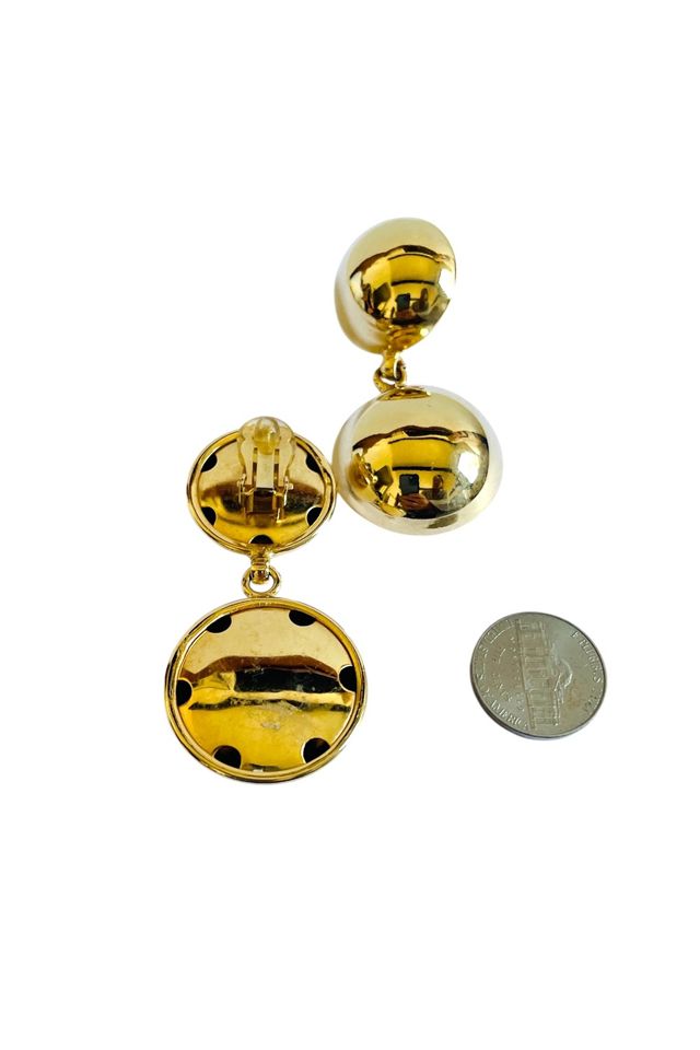 Vintage 1980's Goldtone Double Dome Clip Earrings Selected by FernMercantile #2