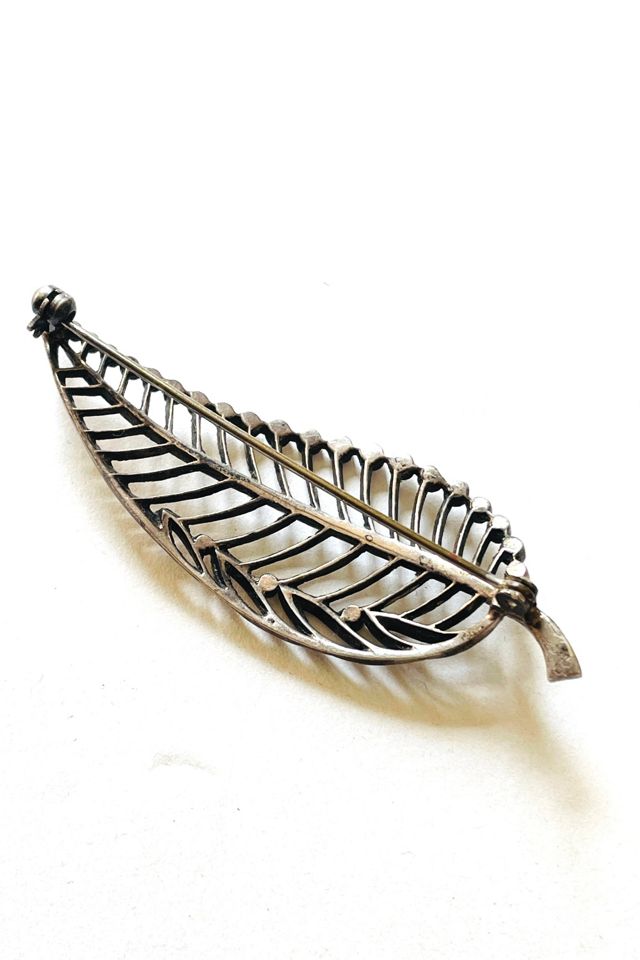 Vintage 1940's Marcasite Leaf Pin Selected by FernMercantile #1
