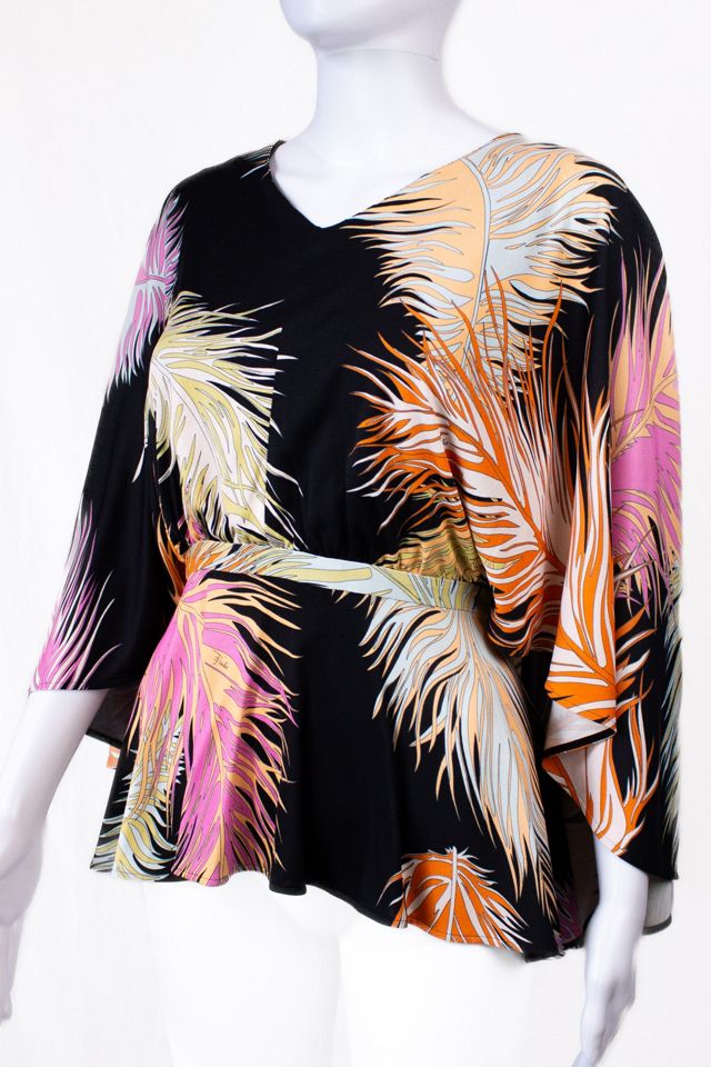 Vintage 60s Emilio Pucci Feather Silk Blouse Selected by Black Shag Vintage #1