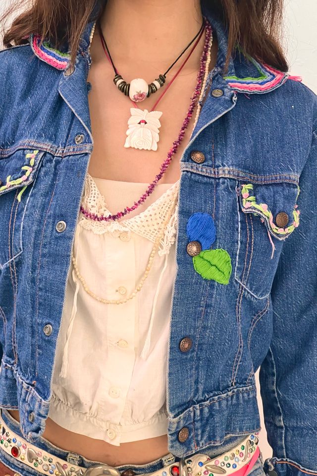 Vintage Hand Embroidered Put On Shop Denim Jean Jacket Selected by Anna Corinna #3
