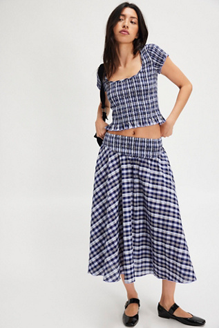 Braveheart Plaid Co-Ord at Free People in Optimistic Plaid Indigo Combo, Size: XL
