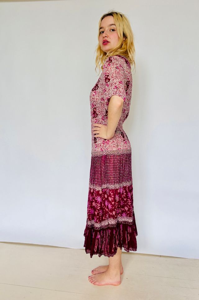 Vintage 70's Sheer Gauze Block Print Dress Selected by Atlantic Vintage #2