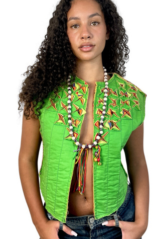 Vintage Green Vest With Cutouts Selected By Ankh By Racquel