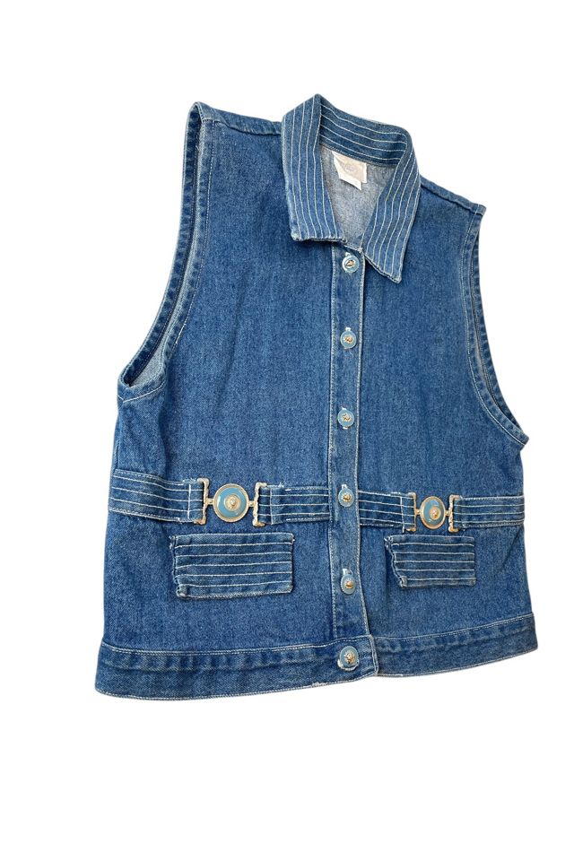 Vintage Denim Vest With Lion Buttons Selected By Ankh By Racquel #1
