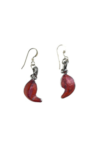Vintage Red And Silver Dangle Earrings Selected By Ankh By Racquel
