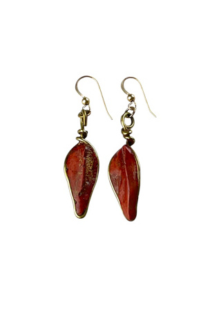Vintage Rust Abstract Leaf Earrings Selected By Ankh By Racquel