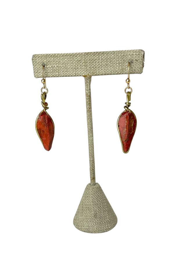 Vintage Rust Abstract Leaf Earrings Selected By Ankh By Racquel #1