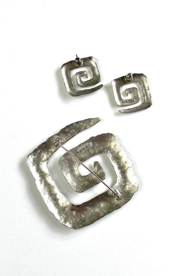 Vintage Silver Spiral Brooch And Earring Set Selected By Ankh By Racquel #1