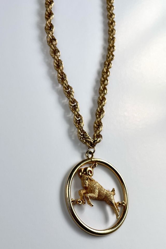 Vintage Gold Aries Ram Medallion Necklace Selected By Ankh By Racquel #2