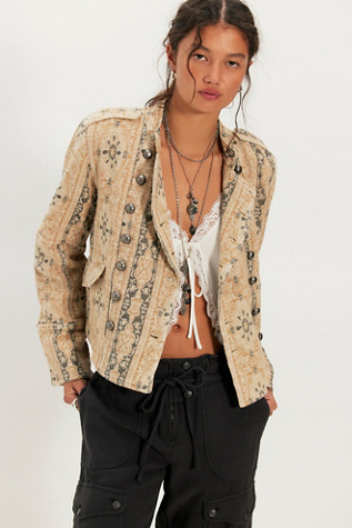 Lotty Jacquard Jacket by Free People in White, Size: M
