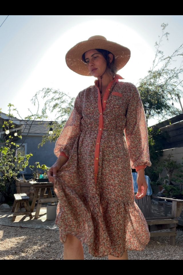1960s Floral Prairie Dress #1